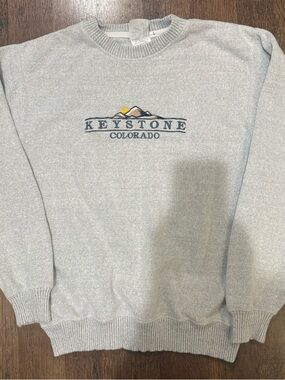 Vintage Keystone Men's Light Gray Crewneck Sweater large